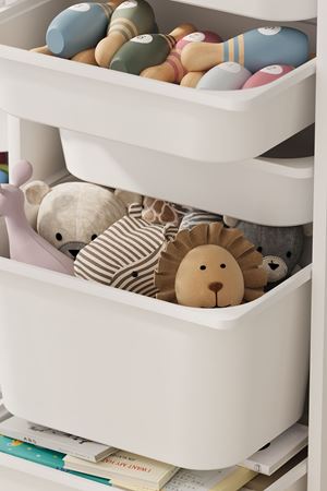 Bofigo 14 Sepetli Dolap Çok Amaçlı Dolap Oyuncak Dolabı Rüya Beyaz