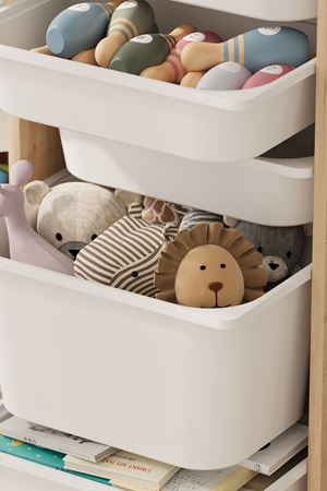 Bofigo 14 Sepetli Dolap Çok Amaçlı Dolap Oyuncak Dolabı Rüya Safir Meşe