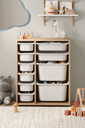 Bofigo 10 Sepetli Dolap Çok Amaçlı Dolap Oyuncak Dolabı Hülya Safir Meşe