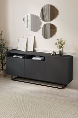 Bofigo 3 Kapaklı Konsol Metal Ayaklı 8 Bölmeli Tv Ünitesi Dresuar Çok Amaçlı Dolap 180 cm Aras Antrasit