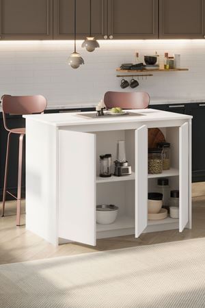 Bofigo Mutfak Masası Mutfak Adası Bar Masası Ada Mutfak Yemek Masası Sofya Beyaz