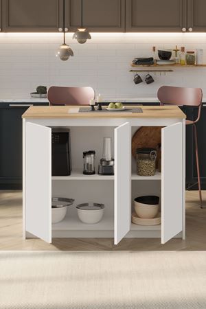 Bofigo Mutfak Masası Mutfak Adası Bar Masası Ada Mutfak Yemek Masası Sofya Safir Meşe Beyaz