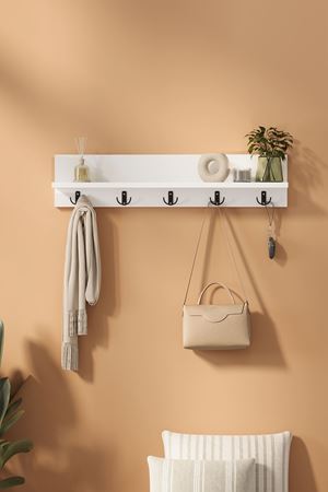 Bofigo Portmanto Duvar Askılığı Elbise Askılığı  Vega Beyaz 80 Cm