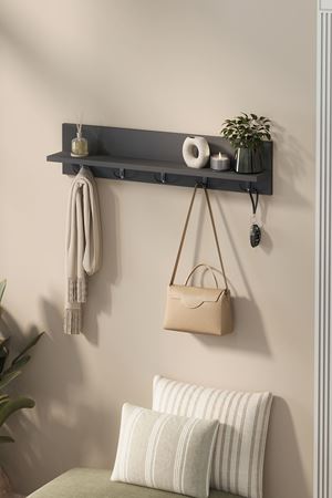 Bofigo Portmanto Duvar Askılığı Elbise Askılığı Vega Antrasit 80 Cm