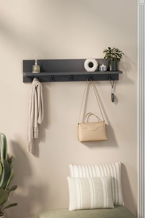 Bofigo Portmanto Duvar Askılığı Elbise Askılığı Vega Antrasit 80 Cm