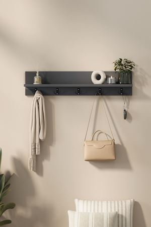 Bofigo Portmanto Duvar Askılığı Elbise Askılığı Vega Antrasit 80 Cm