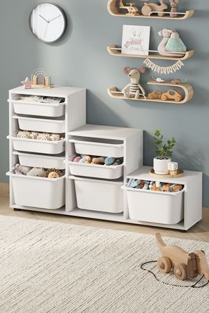 Bofigo 9 Sepetli Dolap Çok Amaçlı Dolap Oyuncak Dolabı Alara Beyaz