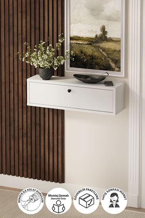 14-06-01 Bofigo Yağmur Wall-Mounted Console Table WHITE