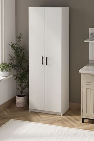 Bofigo 2 Kapaklı 6 Bölmeli Çok Amaçlı Dolap Çok Amaçlı Mutfak Dolabı Banyo Dolabı Yasemin Beyaz