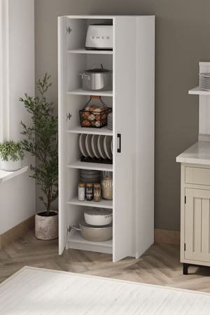 Bofigo 2 Kapaklı 6 Bölmeli Çok Amaçlı Dolap Çok Amaçlı Mutfak Dolabı Banyo Dolabı Yasemin Beyaz