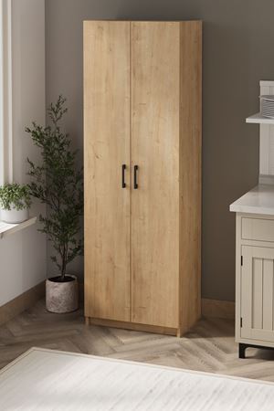 Bofigo 2 Kapaklı 6 Bölmeli Çok Amaçlı Dolap Çok Amaçlı Mutfak Dolabı Banyo Dolabı Yasemin Safir Meşe