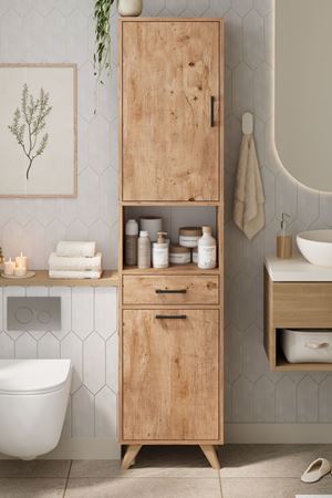 Bofigo Çok Amaçlı Dolap Banyo Dolabı Kirli Çamaşır Sepeti Dolabı Şelale Çam