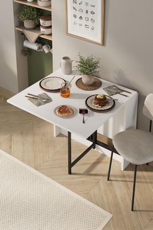 Bofigo Mutfak Masası Katlanır Masa Yemek Masası Mutfak Masası Viyana Beyaz