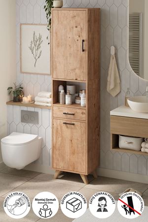 Bofigo Çok Amaçlı Dolap Banyo Dolabı Kirli Çamaşır Sepeti Dolabı Şelale Çam