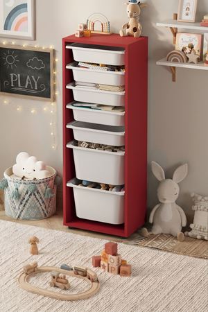 12-10-15 7 Baskets Multifunctional Pera Cabinet Red