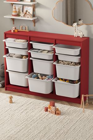 12-11-15 12 Baskets Multifunctional Lara Cabinet Red