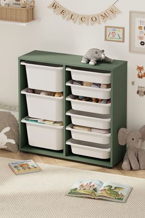 12-09-19 9 Baskets Multifunctional Cagla Cabinet Green
