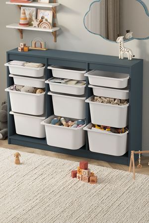12-11-16 12 Baskets Multifunctional Lara Cabinet BLUE