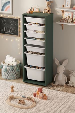 12-10-19 7 Baskets Multifunctional Pera Cabinet Green