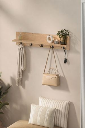 Bofigo Portmanto Duvar Askılığı Elbise Askılığı  Vega Safir Meşe 80 Cm