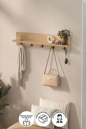 Bofigo Portmanto Duvar Askılığı Elbise Askılığı  Vega Safir Meşe 80 Cm