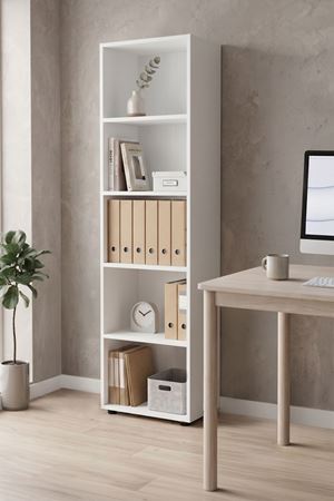 Bofigo 5 Raflı Klasörlük Kitaplık Ofis Dolabı Klasörlük Dolabı Çok Amaçlı Dolap Beyaz