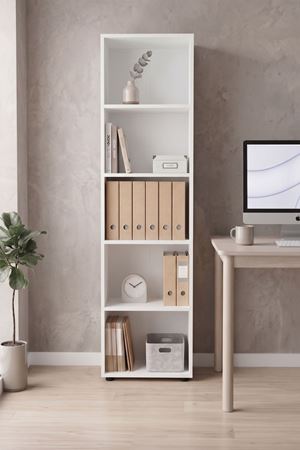 Bofigo 5 Raflı Klasörlük Kitaplık Ofis Dolabı Klasörlük Dolabı Çok Amaçlı Dolap Beyaz