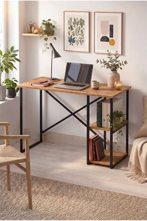 Bofigo 110x50 Cm 2 Raflı Çalışma Masası Bilgisayar Masası Ofis Masası Ders Masası Ümit Çam