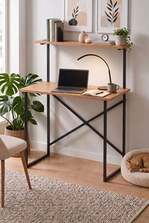 Bofigo 90x45 Cm Raflı Çalışma Masası Laptop Masası Çocuk Çalışma Masası Ders Masası Atay Çam