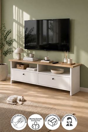 11-20-41 Santorini TV Stand / Modern Media Console Entertainment Center - Sapphire/White