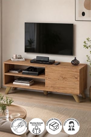 11-10-02 TV Stand with Doors and Shelves, 100 cm PINE