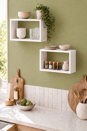 13-35-01 Vista Compact Floating Wall Shelf / Small Display Organizer (White)