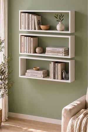 13-36-01 Horizon Floating Wall Shelf / Modern Wall-Mounted Organizer (White)