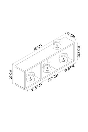 13-34-01 Nexus 3-Compartment Floating Wall Shelf / Long Display Storage Rack (White)
