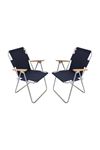 Bofigo 2 Pieces Folding Chair Camping Chair Balcony Chair Foldable Picnic and Garden Chair Navy Blue
