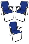 Bofigo 3 Pcs Camping Chair Folding Chair Picnic Chair Beach Chair Blue