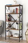 Bofigo Decorative 5 Shelf Bookcase Metal Bookcase Walnut