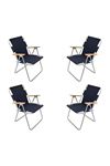 Bofigo 4 Pieces Folding Chair Camping Chair Balcony Chair Foldable Picnic and Garden Chair Navy Blue