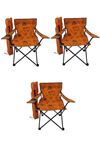 Bofigo 3 Adet Kamp Sandalyesi Katlanır Sandalye Bahçe Koltuğu Piknik Plaj Sandalyesi Desenli Turuncu
