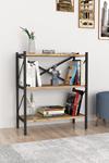 Bofigo Decorative 3 Shelf Bookcase Metal Bookcase Pine