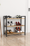 Bofigo Decorative 3 Shelf Shoe Rack Metal Shoe Rack Pine