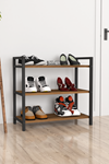 Bofigo Decorative 3 Shelf Shoe Rack Metal Shoe Rack Walnut