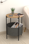 Bofigo Coffee Table with Bag Newspaper Holder Bookshelf  Flowerpot Pine