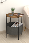Bofigo Coffee Table with Bag Newspaper Holder Bookshelf  Flowerpot Walnut