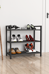 Bofigo Decorative 3 Shelf Shoe Rack Metal Shoe Rack Anthracite