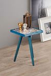 Bofigo Wooden Tile Center Table Wooden Solid Wood Table 32x32 Cm Blue