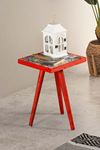 Bofigo Wooden Tile Center Table Wooden Solid Wood Table 32x32 Cm Red