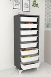 Bofigo 8 Basket Kitchen Cabinet Multi-Purpose Cupboard Crisper Walnut