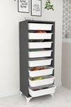 Bofigo 8 Basket Kitchen Cabinet Multi-Purpose Cupboard Crisper Walnut