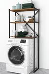 Bofigo 3 Raflı Metal Banyo Düzenleyici Metal Banyo Rafı Çamaşır Makinası Üstü Ceviz